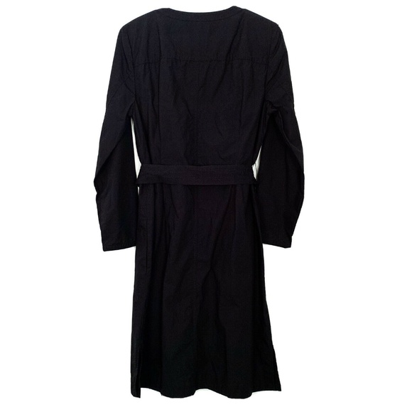 J.Crew Black Button Front Tie Waist Shirt Dress - Picture 7 of 9